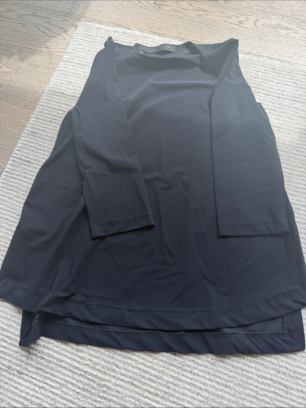 Porto Black Long Sleeve Layered Tunic Top